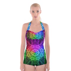 Fractal Design Boyleg Halter Swimsuit  by Sparkle