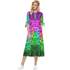 Fractal Design Bow Sleeve Chiffon Midi Dress