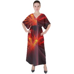 Fractal V-neck Boho Style Maxi Dress by Sparkle