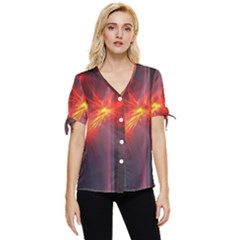 Fractal Bow Sleeve Button Up Top