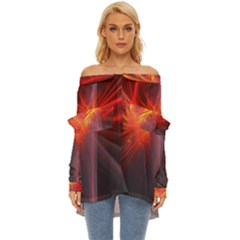 Fractal Off Shoulder Chiffon Pocket Shirt