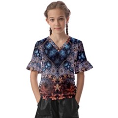 Fractal Kids  V-neck Horn Sleeve Blouse