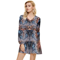 Fractal Tiered Long Sleeve Mini Dress