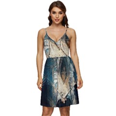 Fractal V-neck Pocket Summer Dress 