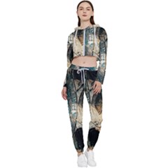 Fractal Cropped Zip Up Lounge Set by Sparkle