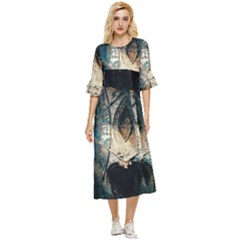 Fractal Double Cuff Midi Dress