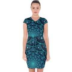 Fractal Capsleeve Drawstring Dress  by Sparkle