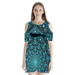 Fractal Shoulder Cutout Velvet One Piece