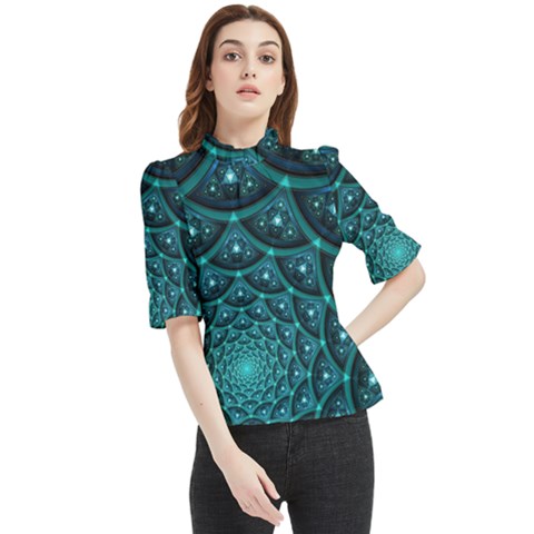 Fractal Frill Neck Blouse by Sparkle