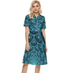 Fractal Button Top Knee Length Dress