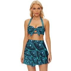 Fractal Vintage Style Bikini Top And Skirt Set 