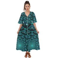 Fractal Kimono Sleeve Boho Dress