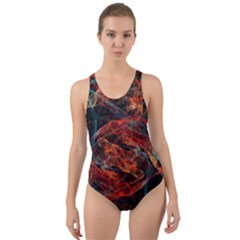 Fractal Cut-out Back One Piece Swimsuit by Sparkle