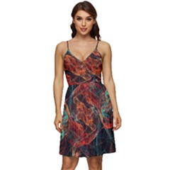 Fractal V-neck Pocket Summer Dress 