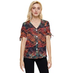 Fractal Bow Sleeve Button Up Top