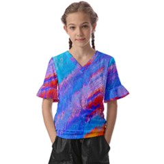 Fractal Kids  V-neck Horn Sleeve Blouse