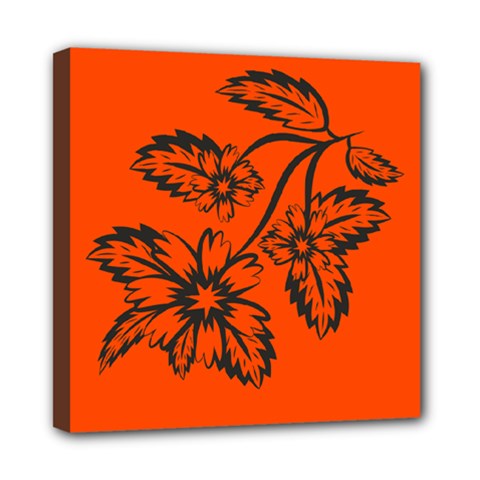 Folk Flowers Floral Art Print Flowers Abstract Art  Mini Canvas 8  X 8  (stretched) by Eskimos