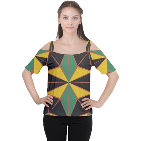 Abstract Pattern Geometric Backgrounds   Cutout Shoulder Tee by Eskimos