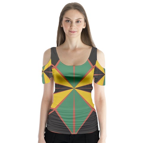 Abstract Pattern Geometric Backgrounds   Butterfly Sleeve Cutout Tee  by Eskimos