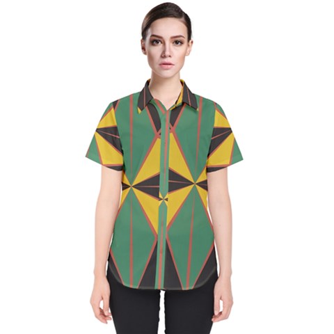 Abstract Pattern Geometric Backgrounds   Women s Short Sleeve Shirt by Eskimos