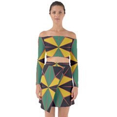 Abstract Pattern Geometric Backgrounds   Off Shoulder Top With Skirt Set by Eskimos