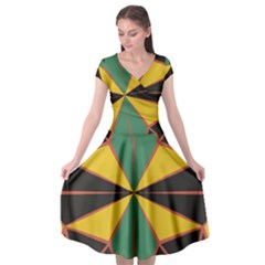 Abstract Pattern Geometric Backgrounds   Cap Sleeve Wrap Front Dress by Eskimos