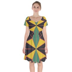 Abstract Pattern Geometric Backgrounds   Short Sleeve Bardot Dress by Eskimos