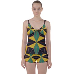 Abstract Pattern Geometric Backgrounds   Tie Front Two Piece Tankini by Eskimos