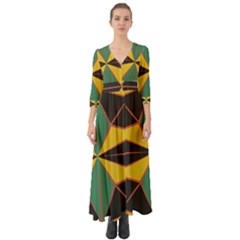 Abstract Pattern Geometric Backgrounds   Button Up Boho Maxi Dress