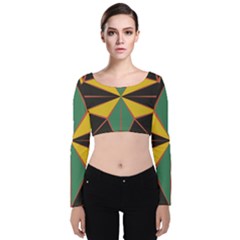 Abstract Pattern Geometric Backgrounds   Velvet Long Sleeve Crop Top by Eskimos