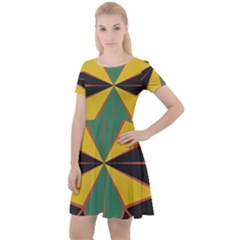 Abstract Pattern Geometric Backgrounds   Cap Sleeve Velour Dress 