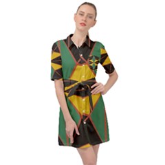 Abstract Pattern Geometric Backgrounds   Belted Shirt Dress by Eskimos