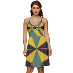 Abstract Pattern Geometric Backgrounds   V-neck Pocket Summer Dress 