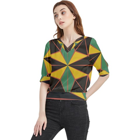 Abstract Pattern Geometric Backgrounds   Quarter Sleeve Blouse by Eskimos