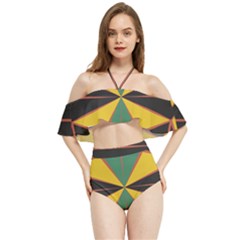 Abstract Pattern Geometric Backgrounds   Halter Flowy Bikini Set 