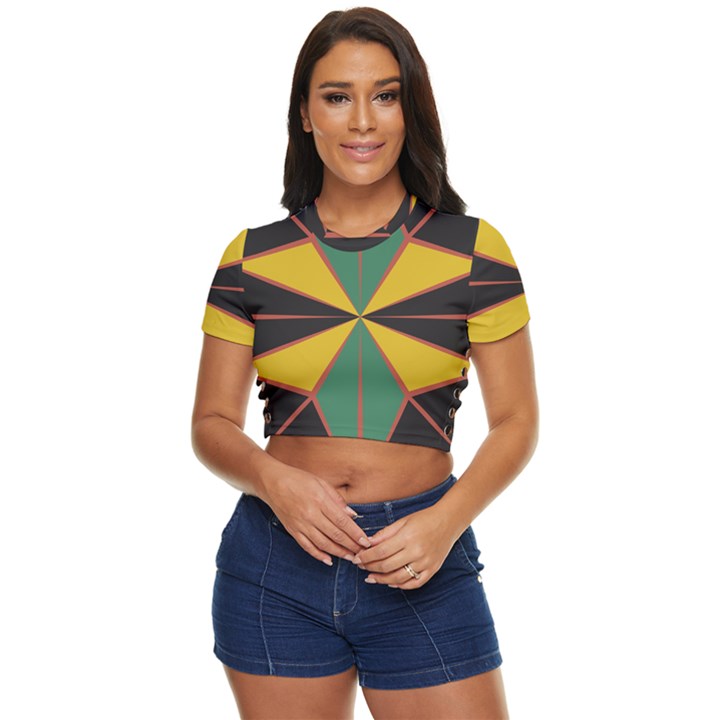 Abstract pattern geometric backgrounds   Side Button Cropped Tee