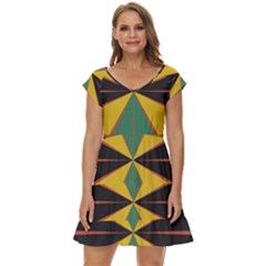 Abstract Pattern Geometric Backgrounds   Short Sleeve Tiered Mini Dress by Eskimos