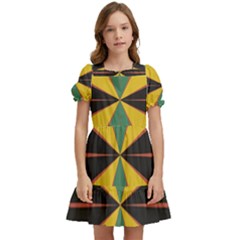 Abstract Pattern Geometric Backgrounds   Kids  Puff Sleeved Dress by Eskimos