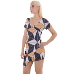 Abstract Pattern Geometric Backgrounds   Short Sleeve Asymmetric Mini Dress by Eskimos