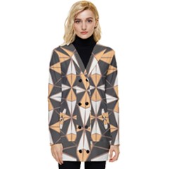 Abstract Pattern Geometric Backgrounds   Button Up Hooded Coat 