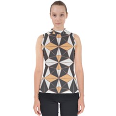 Abstract Pattern Geometric Backgrounds   Mock Neck Shell Top by Eskimos