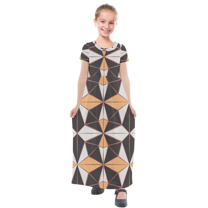 Abstract pattern geometric backgrounds   Kids  Short Sleeve Maxi Dress