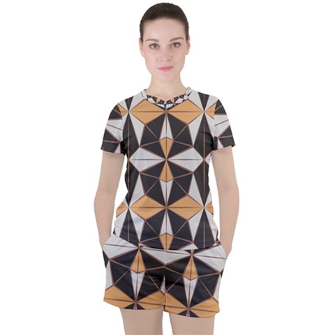 Abstract Pattern Geometric Backgrounds   Women s Tee And Shorts Set by Eskimos