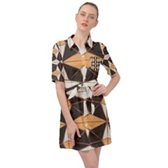 Abstract Pattern Geometric Backgrounds   Belted Shirt Dress by Eskimos