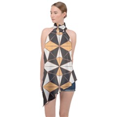 Abstract Pattern Geometric Backgrounds   Halter Asymmetric Satin Top by Eskimos