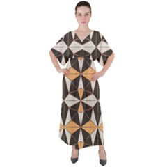 Abstract Pattern Geometric Backgrounds   V-neck Boho Style Maxi Dress by Eskimos