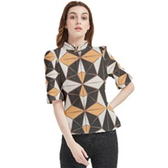 Abstract Pattern Geometric Backgrounds   Frill Neck Blouse