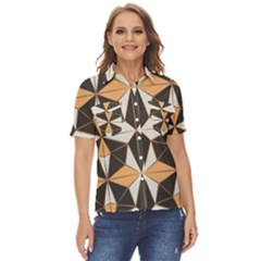 Abstract Pattern Geometric Backgrounds   Women s Short Sleeve Double Pocket Shirt