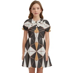 Abstract Pattern Geometric Backgrounds   Kids  Bow Tie Puff Sleeve Dress