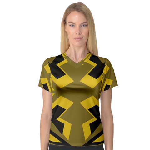 Abstract Pattern Geometric Backgrounds   V-neck Sport Mesh Tee by Eskimos